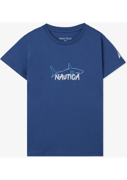 Erkek Çocuk Mavi Regular Fit Baskılı T-Shirt