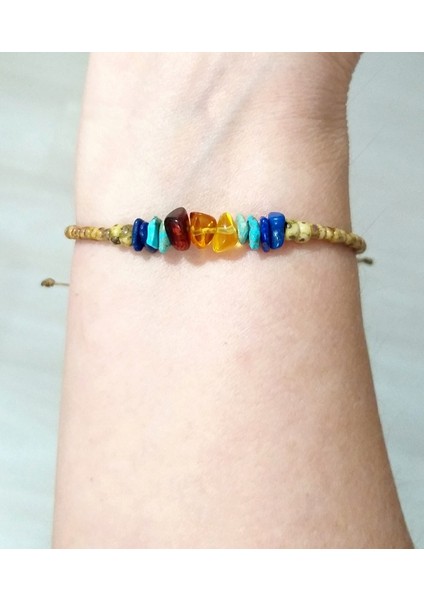 Lapis ve Turkuaz Doğaltaşlı Kehribar ve Miyuki Round Boncuklu Bileklik