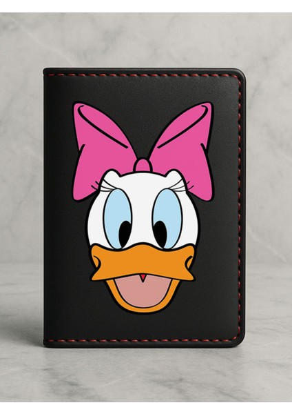 Ruhsat Koruyucu Baskılı Kart Bölmeli Siyah Vinlex Deri Ruhsat Kabı Kılıfı Daisydesen