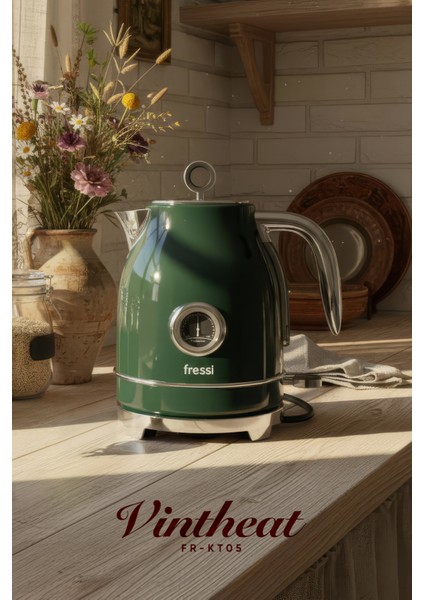 Isı Göstergeli Retro Kettle Su Isıtıcısı 1,7 Litre FR-KT05 Vintheat