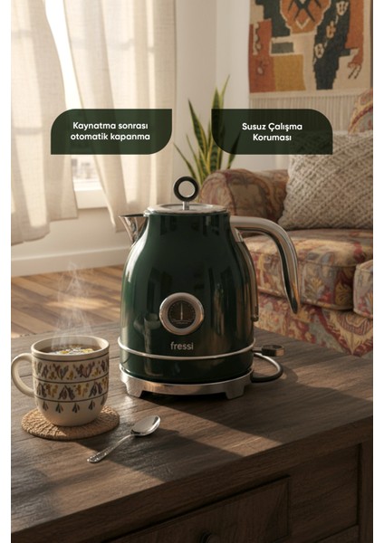 Isı Göstergeli Retro Kettle Su Isıtıcısı 1,7 Litre FR-KT05 Vintheat modelleri