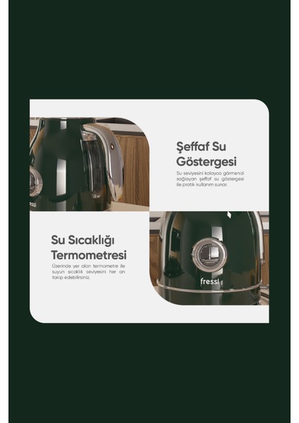 Isı Göstergeli Retro Kettle Su Isıtıcısı 1,7 Litre FR-KT05 Vintheat fırsatları