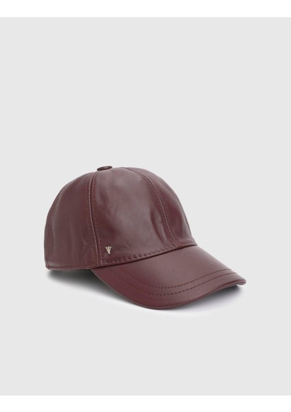 Valguri Hakiki Deri Bordo Unisex Şapka