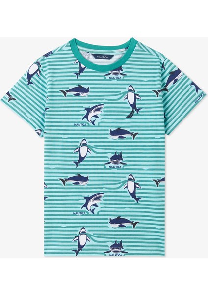 Erkek Çocuk Yeşil Regular Fit Baskılı T-Shirt