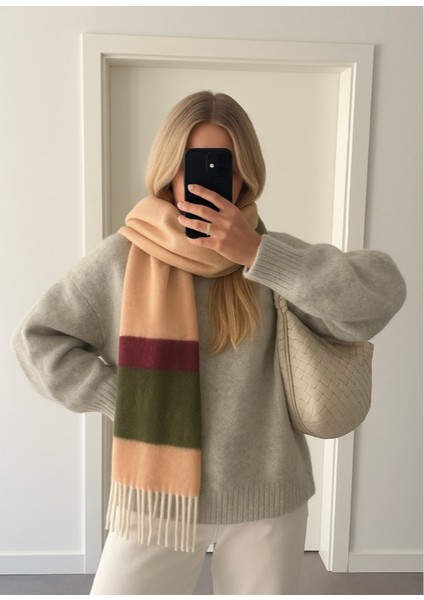 Kadın Yumuşak Dokulu Renk Bloklu Atkı fiyatları