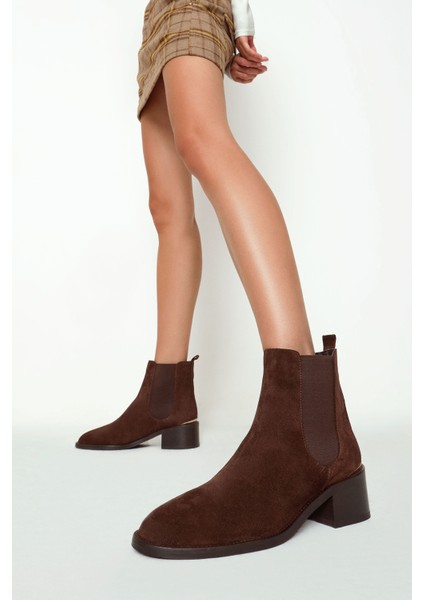 Kadın Kahverengi Süet Deri Chelsea Bot 25WFD153410