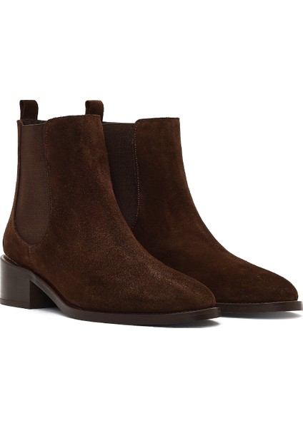 Kadın Kahverengi Süet Deri Chelsea Bot 25WFD153410 indirimleri