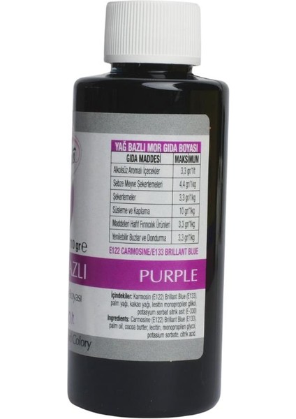 Yağ Bazlı Likit 110 gr Mor Gıda Boyası – Çikolata, Yağlı Karışımlar ve Şekerlemeler Için Yoğun Renk Boyası fiyatları