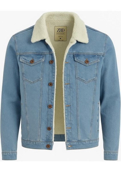 Zbd Erkek Slim Fit Kürklü Kot Ceket - 7432
