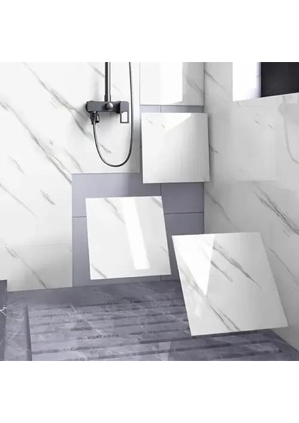 30 cm x 30 cm Ebatlarında Duvar Stickeri Deseni Beyaz Mermer Alüminyum Plastik indirimleri