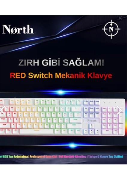 Shield White Red Switch Türkçe Q Rgb Beyaz Mekanik Gaming Klavye fiyatları