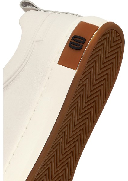 Erkek Beyaz Bağcıklı Deri Sneaker 25WFD693418
