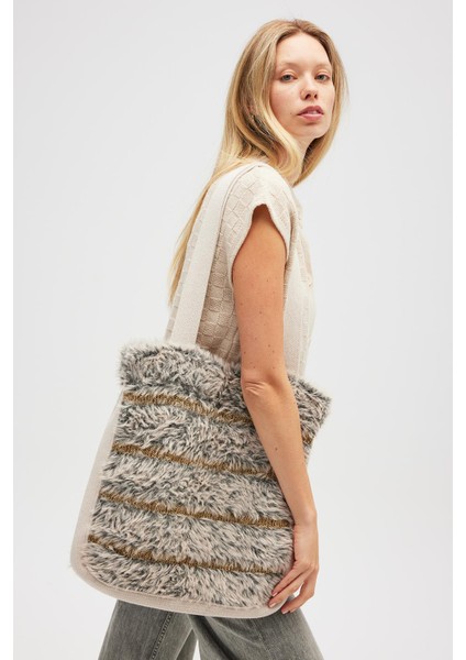 Yona Örme Çanta - Bej Melanj
