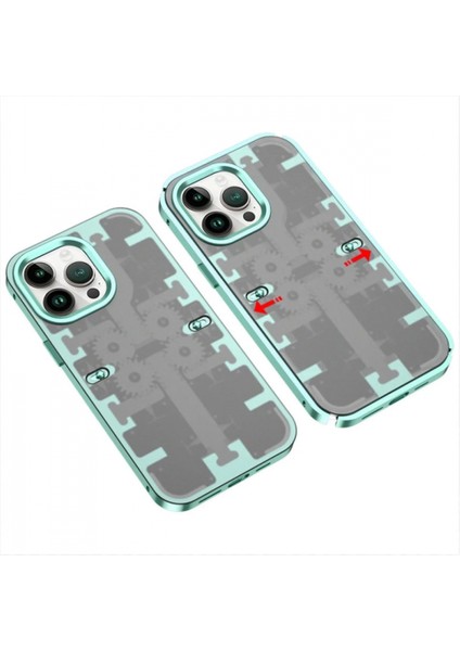 iPhone 13 Pro Kılıf Mekanik Bumper Kapak - Yeşil (K95)