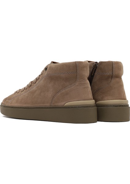 Erkek Vizon Fermuarlı Nubuk Deri Spor Bot 25WFD7071V3