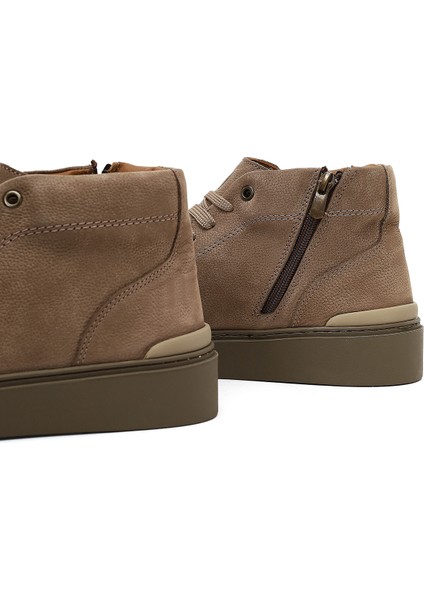 Erkek Vizon Fermuarlı Nubuk Deri Spor Bot 25WFD7071V3