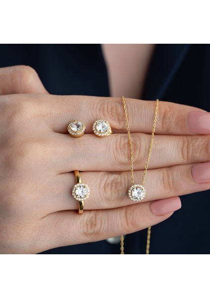 925 Ayar Gümüş 3lü Tektaş Set