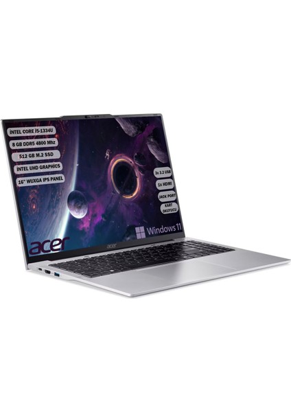 Aspire Lite I5-1334U 8 GB 512 GB SSD 16" ( 1920 x 1200) IPS Windows 11 Home NX.J23EY.001 fiyatları