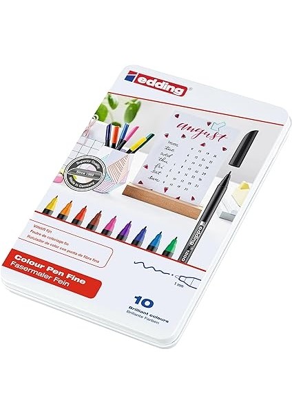 1200 Ince Uçlu Keçeli Kalem - 10 Parlak Renkli Set - Metal Kutu - Yuvarlak Uçlu 1 mm fiyatları