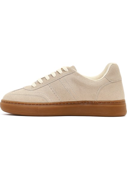 Kadın Bej Bağcıklı Kalın Tabanlı Süet Sneaker 25AFE145210 fiyatları