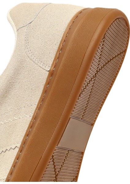 Kadın Bej Bağcıklı Kalın Tabanlı Süet Sneaker 25AFE145210