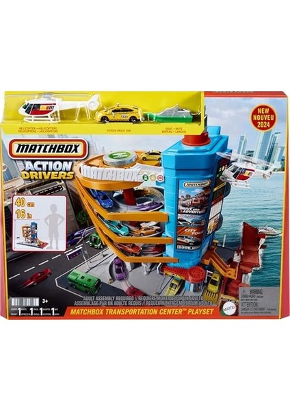 Oyuncak Araçlar ve Oyun Seti, 5 Seviyeli Ulaşım Merkezi, Çocuk ve Arabayla Etkinleştirilen Özellikler, 1:64 Ölçekli Taksi, Tekne ve ve Gıda Satıcısı modelleri