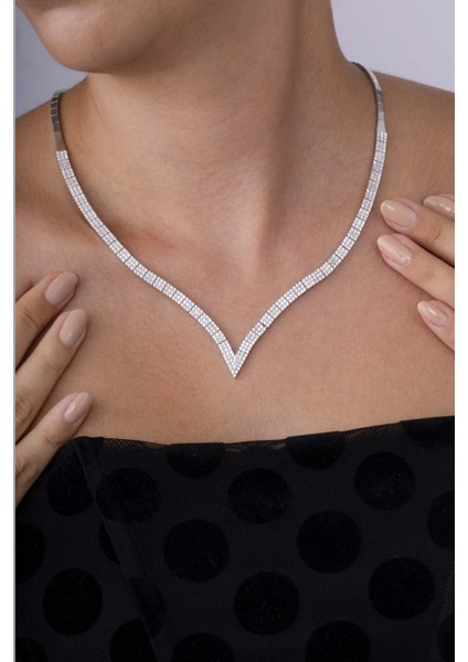 Pırlanta Model Su Yolu Süzme 925 Ayar Gümüş Kolye modelleri