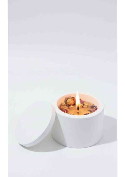 El Yapımı Kuru Çiçekli Kokulu Aromaterapi Mum – Kapaklı Dekoratif Tasarım fırsatları