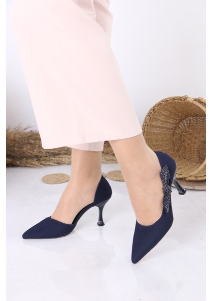 Taşlı Fiyonk Detaylı Ince Topuklu Abiye Kadın Ayakkabı