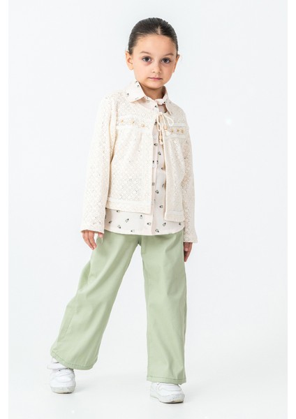 Yakası Bağlamalı Kız Çocuk 3\'lü Takım - 26K 4499