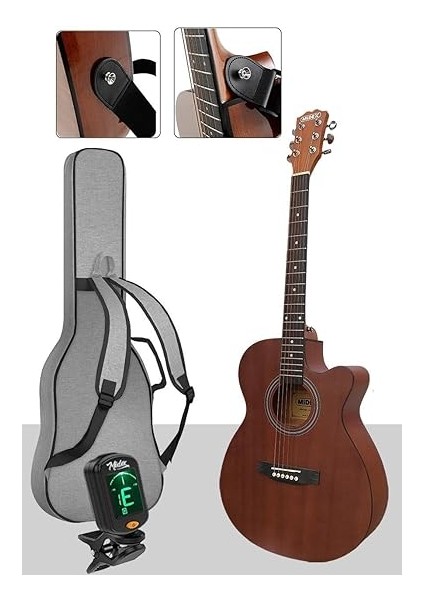 PHX-187 Masif Ağaç Akustik Gitar 4/4 Yetişkin Boy (Gigbag Çanta Tuner Askı Capo) fiyatları