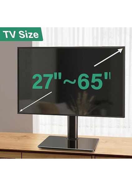 Ayarlanabilir Tv Standı 27-65 Inç Ekran Için Temperli Cam Tabanlı Tek Bilgisayar Monitörü indirimleri