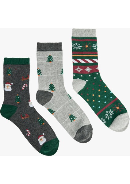 Çok Renkli 3'lü Yılbaşı Temalı Soket Çorap Seti fiyatları