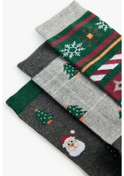 Çok Renkli 3'lü Yılbaşı Temalı Soket Çorap Seti modelleri