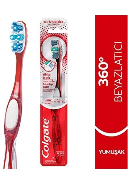Colgate 360 Gelişmiş Optik Beyaz Yumuşak Beyazlatıcı Diş Fırçası modelleri
