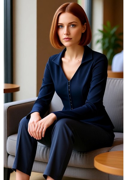 Kadın Polo Yaka Agraflı Esnek Örme Bluz Şık ve Rahat Bir Seçenek Kaliteli Şık Rahat Modern fiyatları