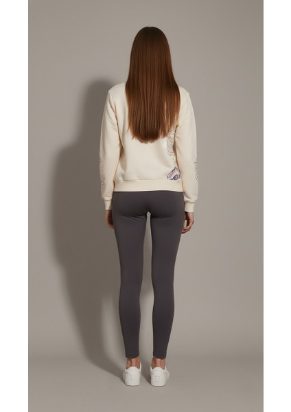 Kadın %100 Pamuk Baskılı Bisiklet Yaka Sweatshirt – 3 Iplik Şardonsuz Rahat Kalıp indirimleri