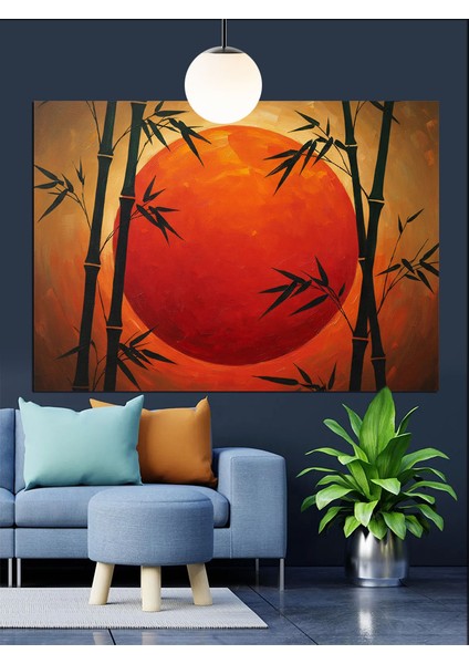 Bambu Ormanı Günbatımı Dekoratif Kanvas - Mdf Ahşap Tablo fiyatları