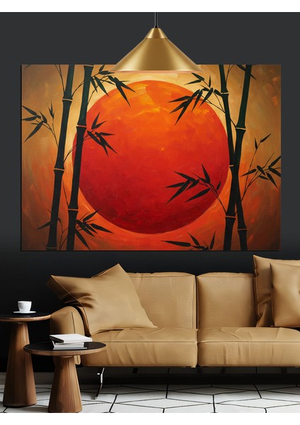 Bambu Ormanı Günbatımı Dekoratif Kanvas - Mdf Ahşap Tablo modelleri