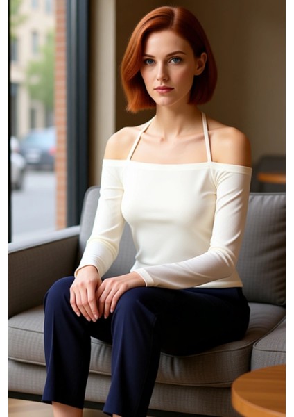 Kadın Carmen Yaka Uzun Kollu Vücuda Oturan Bağlama Detaylı Örme Kaliteli Şık Rahat Modern fiyatları