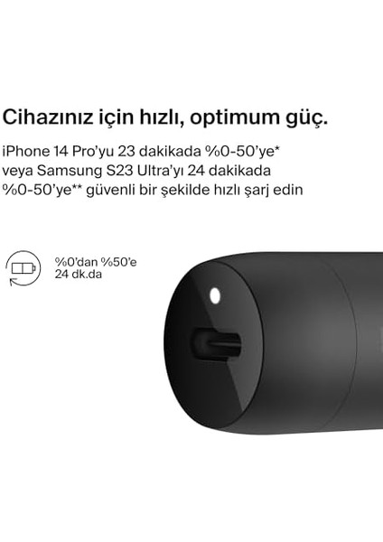 Boostcharge 30W Hızlı Araç Şarj Cihazı, Usb-C Güç Dağıtım Portlu Kompakt Tasarım, 16, 15, Galaxy S23,, Vb. Için Evrensel Uyumluluğa Sahip USB Araç Şarj Cihazı - Siyah modelleri