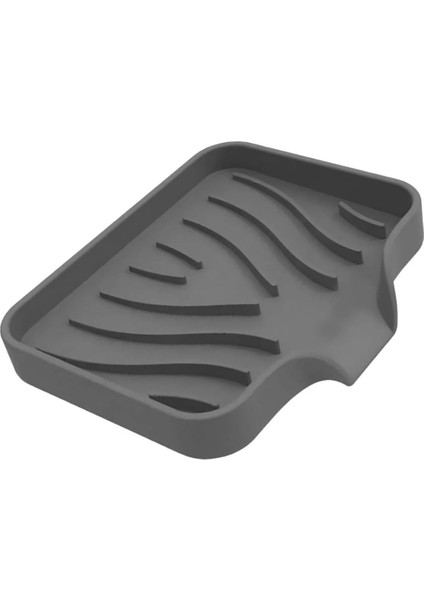 Silikon Mutfak, Banyo Su Giderli Vantuzlu Esnek Sabunluk Gri Renk