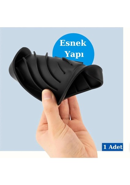 Silikon Mutfak, Banyo Su Giderli Vantuzlu Esnek Sabunluk Gri Renk fırsatları