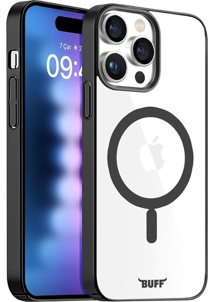 Labs Buff iPhone 15 Pro Max ile Uyumlu Magsafe Uyumlu Slim Fit Kılıf Kablosuz Şarj Destekleyen Sararmaya Karşı Korumalı Kapak (Siyah)
