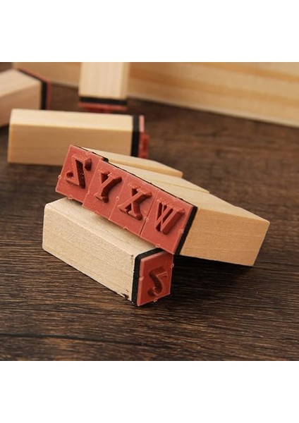 Damga Mühür Seti-38 Adet Retro Ahşap Mühür-Damga Seti- A-Z-0-9 Scrapbooking indirimleri