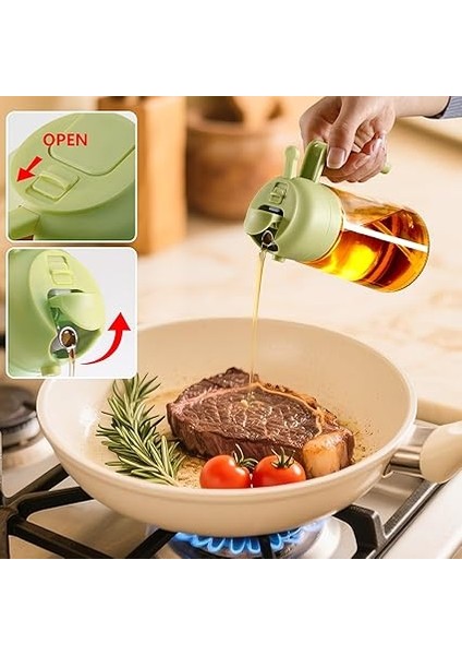 Vıew 2'si 1 Arada Yağ Püskürtücü ve Yağ Dozajı, 470 ml Hava Fritözü Için Yağ Spreyi, Mutfak, Salata ve Barbekü Için Cam Zeytinyağı Şişesi (Yeşil) fırsatları