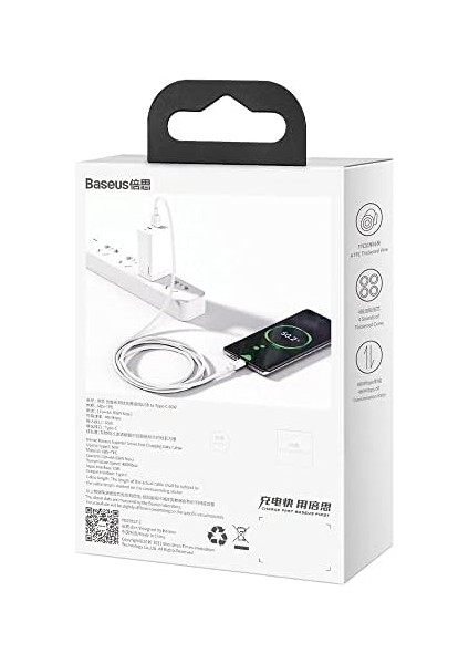 , Şarj & Aktarım Kablosu, Beyaz, 1 M, 66 W, USB Type A & USB Type C, Hızlı Şarj fiyatları