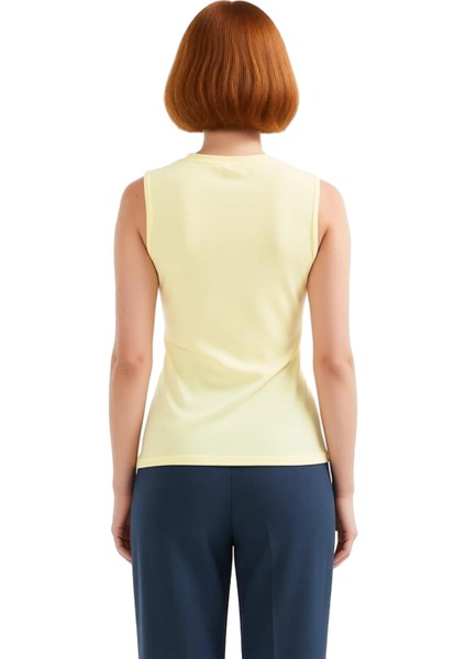 100 Polyester Scuba Krep Kadın Yazlık Örme Yelek Bisiklet Yaka Regular Günlük Kullanım Için fiyatları