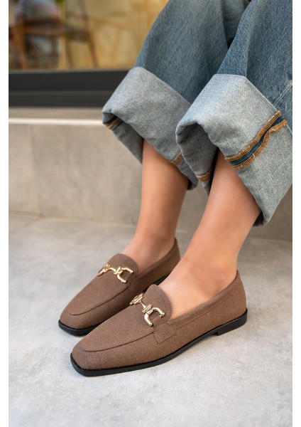 Aloha Acı Kahve Süet Gold Detaylı Loafer fiyatları