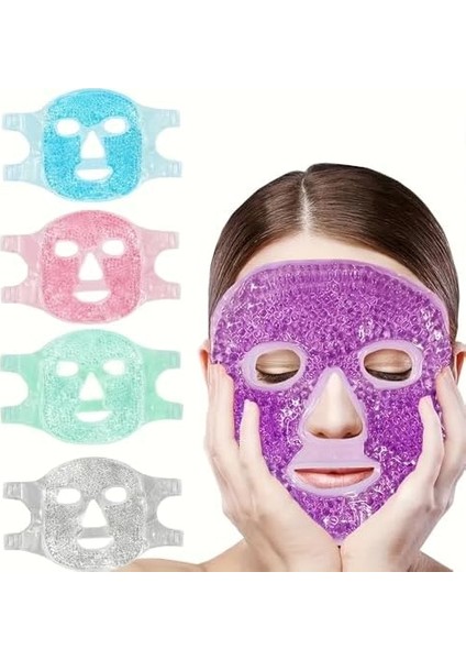 Terapi Jel Yüz Maskesi Soğuk ve Sıcak Boncuklu Ayarlanabilir Maske (Mor)